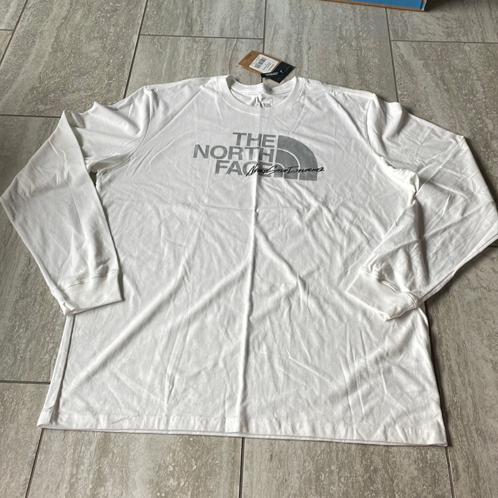 The North Face,cream,X-LARGE,round neck,long sleeves ,t-shirt for men